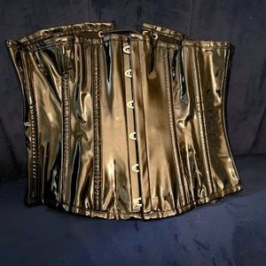 Black PVC Fetish Waist-Cincher Corset